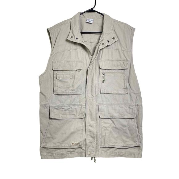 Columbia Khaki Safari Hiking Outdoor Vest Size Men's XL with Zipper Pocket - Picture 1 of 5